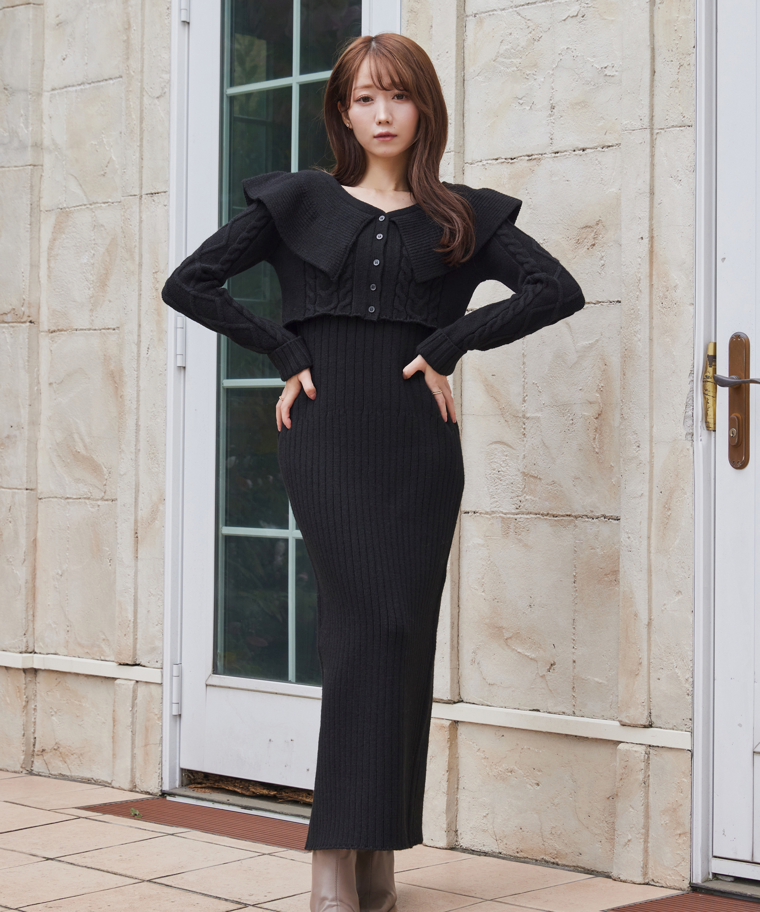 cable stich knit onepiece set – BUNNY APARTMENT