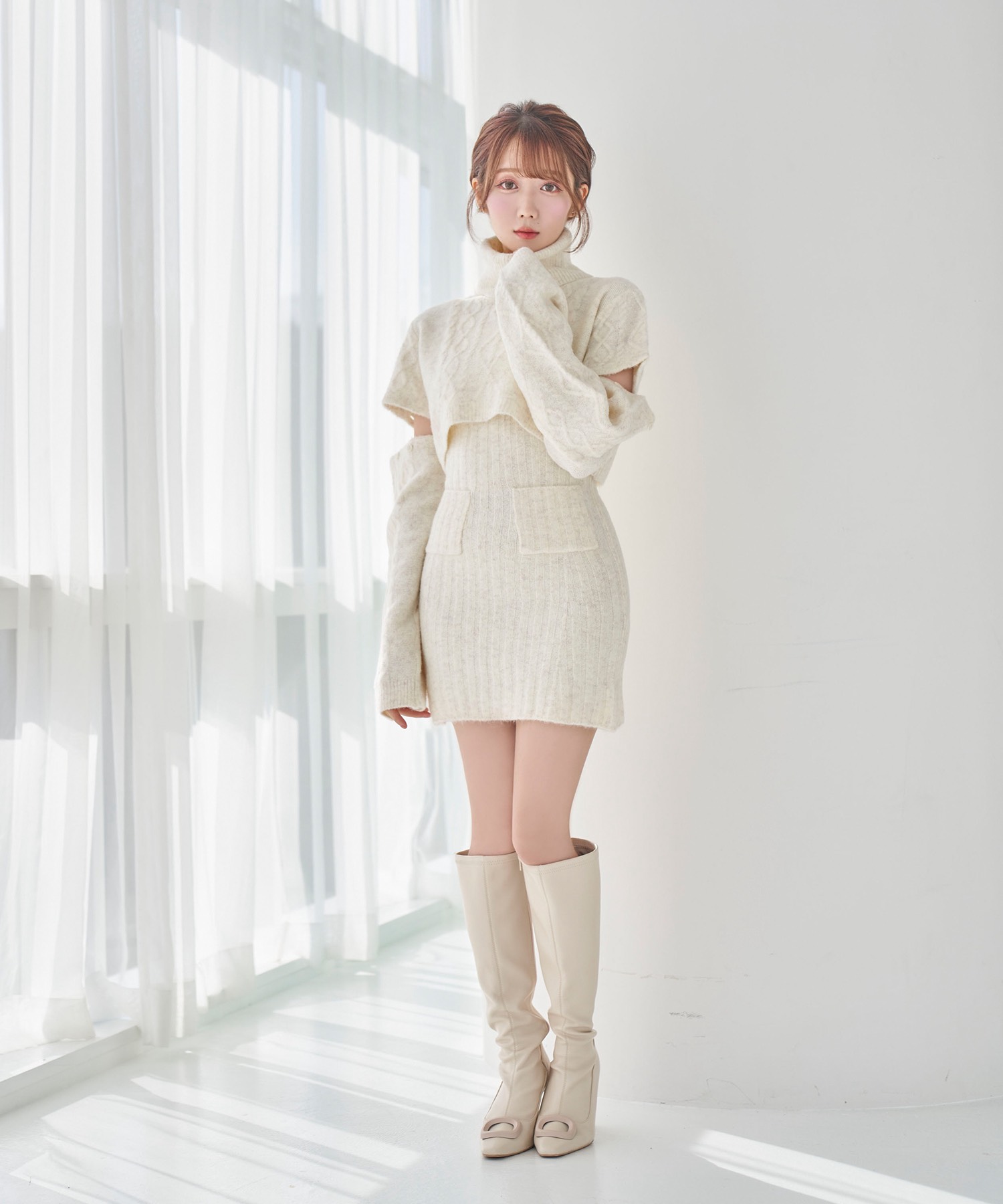 open sleeve knit o/p set【white mix】 – BUNNY APARTMENT