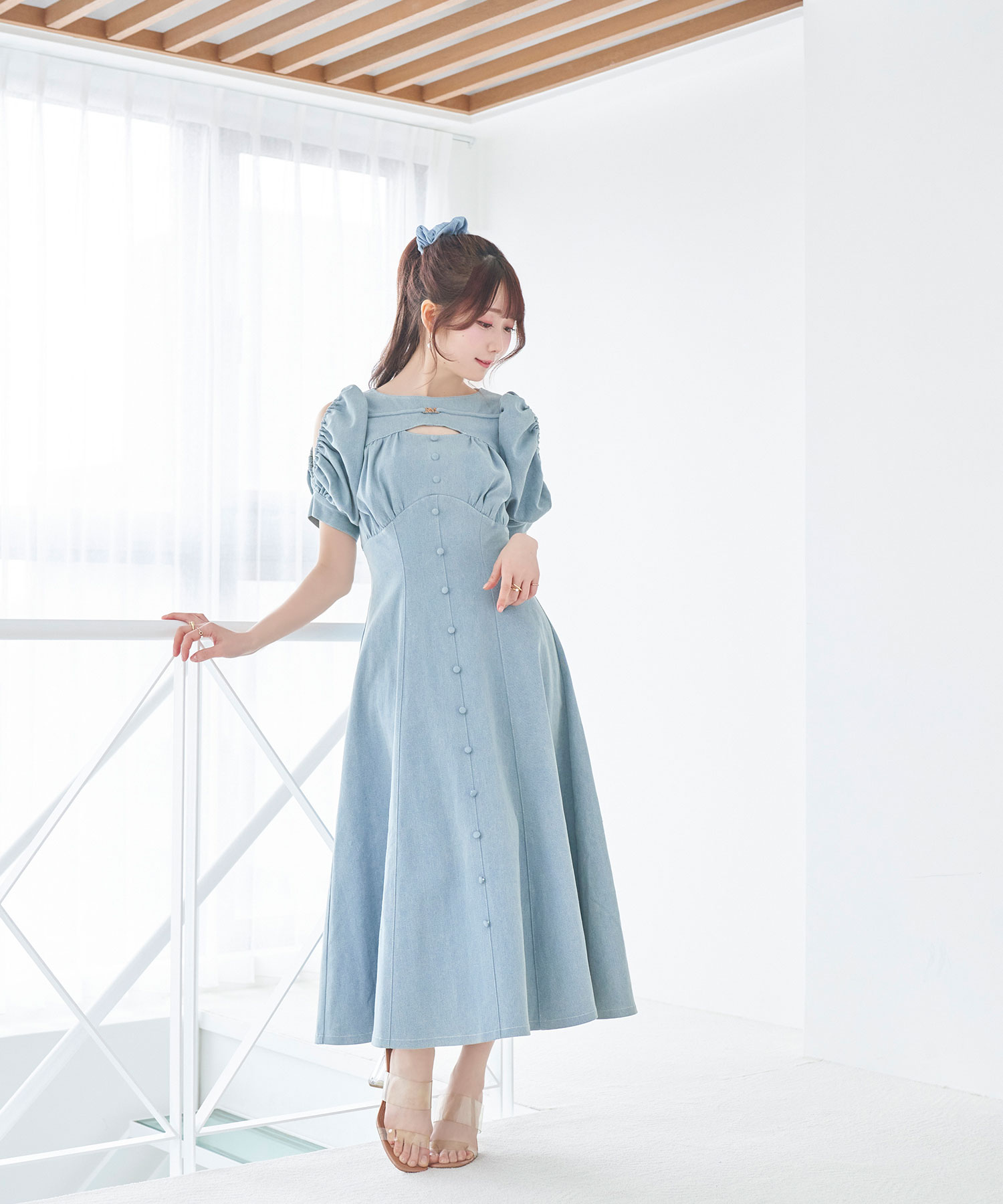 denim puff sleeves dress – BUNNY APARTMENT
