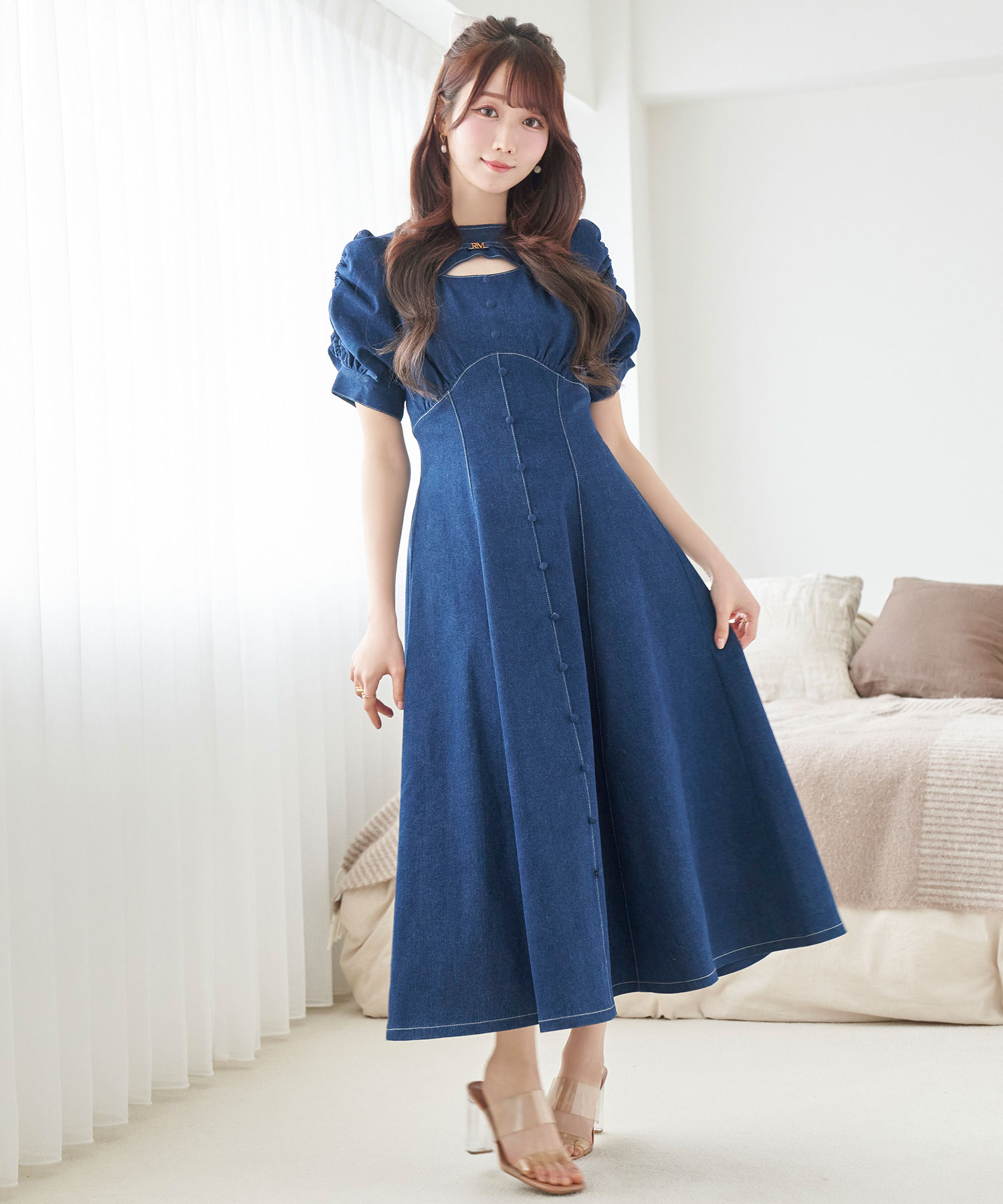 denim puff sleeves dress – BUNNY APARTMENT