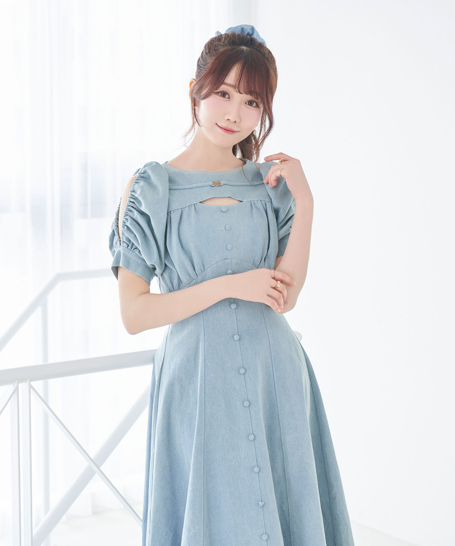 denim puff sleeves dress – BUNNY APARTMENT