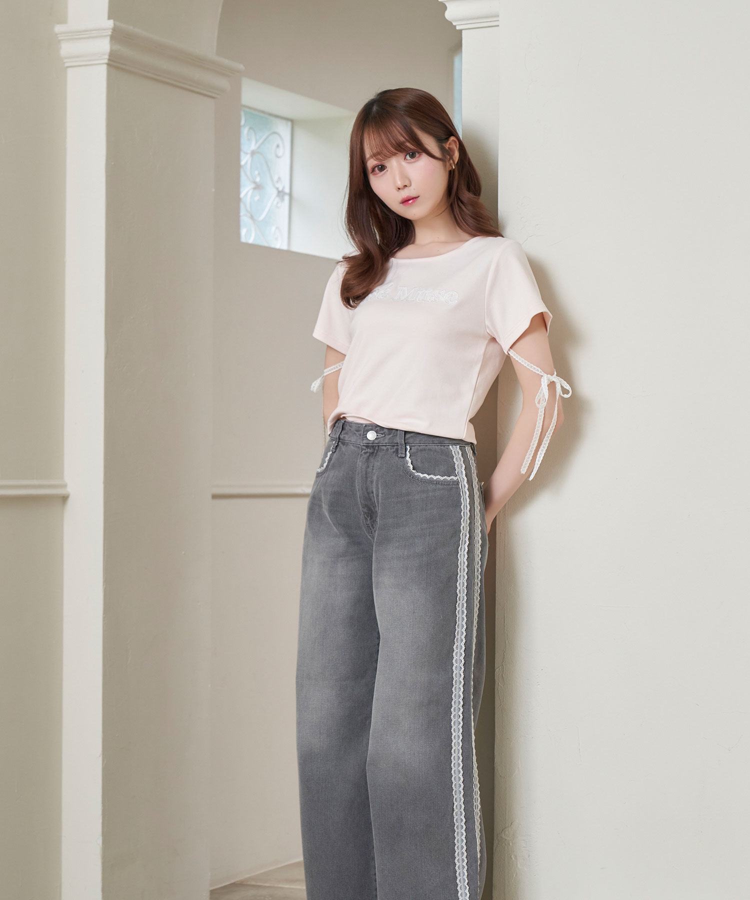 Lace line denim pants – BUNNY APARTMENT