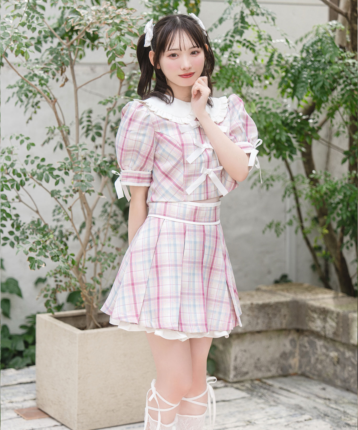 ポイントリボン配色チェックセットアップ – BUNNY APARTMENT