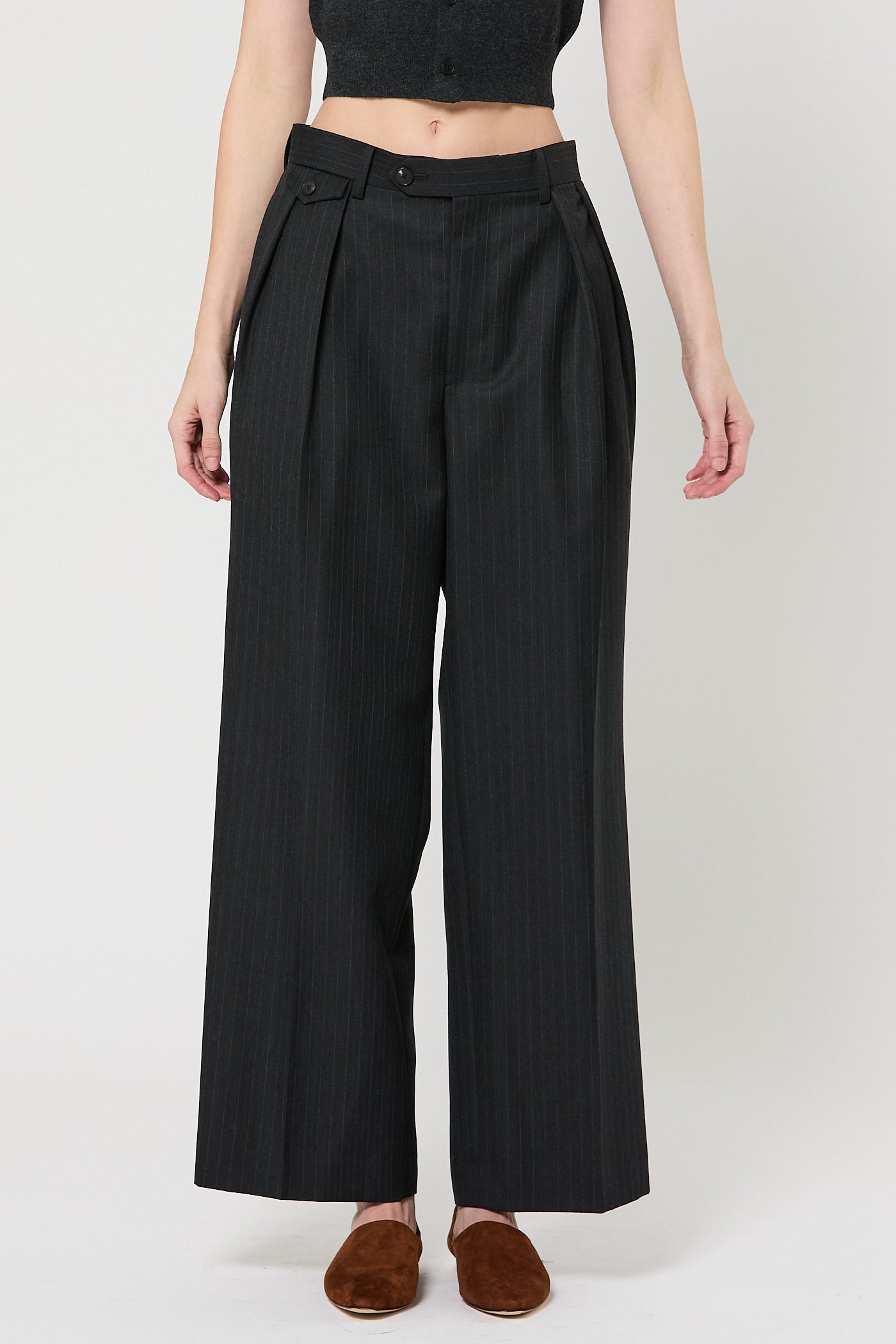 Blue faced Wool Two-Tuck Slacks - ByGeorge