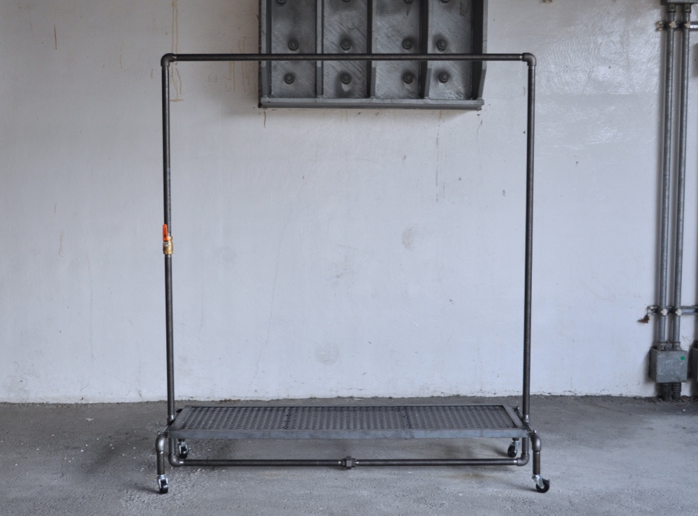 翌日発送】ガス管 アイアン パイプ ハンガーラック 棚板・フック付き