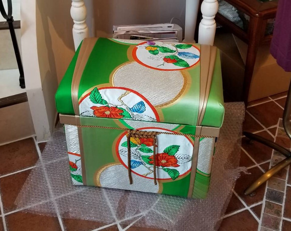 茶箱 帯 モリス生地 カルトナージュ 受注制作 静岡本桐茶箱 10キロ例