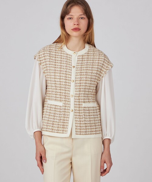 BALLSEY（ボールジィ）の「ニットコンビツイード フレンチスリーブジレ