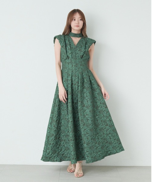 SNIDEL（スナイデル）の「オーバーショルダージャカードワンピース