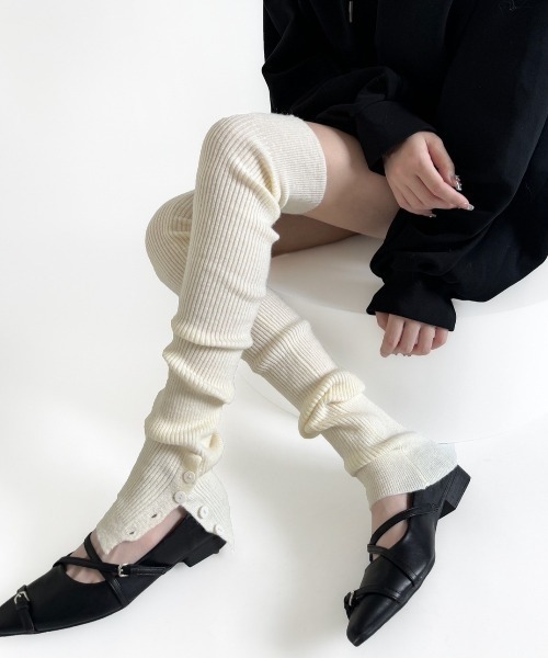 セール】【LAMPOON】リブニーハイレッグウォーマー（レッグウォーマー