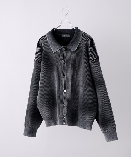 CLEL】Basic/Spray Rib Knit Shirt Cardigan / ベーシック/スプレー畦