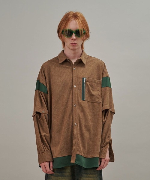UNISEX】CORDUROY 2WAY BLOCK SHIRTS/コーデュロイ2WAYブロックシャツ