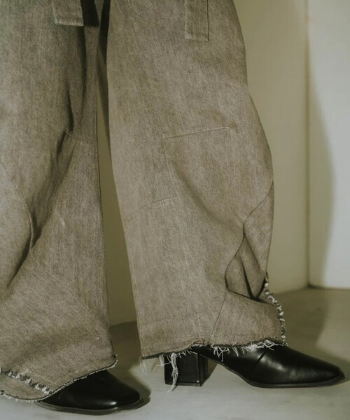 美品 Knuth Marf ツーバックルパッチワークデニム 黒 ユニセックス