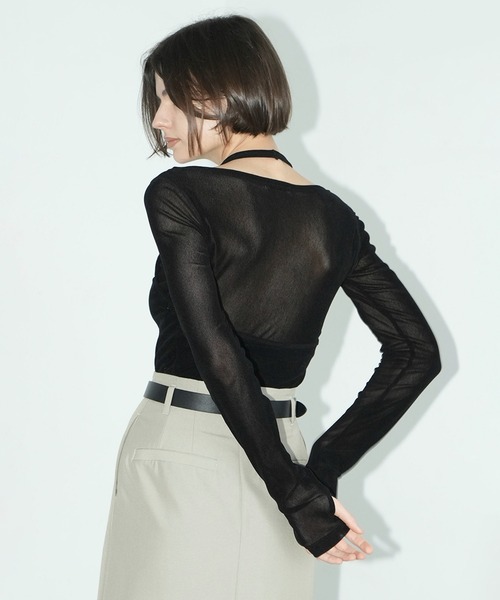 CLANE（クラネ）の「TULLE FLOCKY LAYERED TOPS（Tシャツ/カットソー