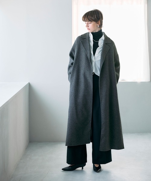 セール】ウールメルトンロングリバーコート（その他アウター