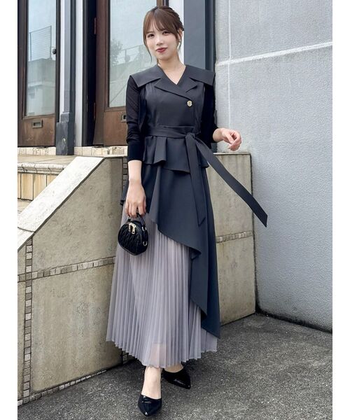 アシメプリーツトレンチワンピース（ワンピース）｜dazzlin（ダズリン