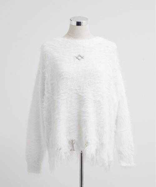 REFLEM/レフレム』ロゴリベットフェザーヤーンPO/ニットプルオーバー