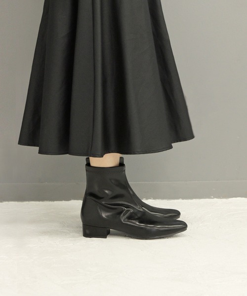 ち*る様 ポインテッドトゥ 撥水ストレッチブーツ 7cmヒール ち*る様