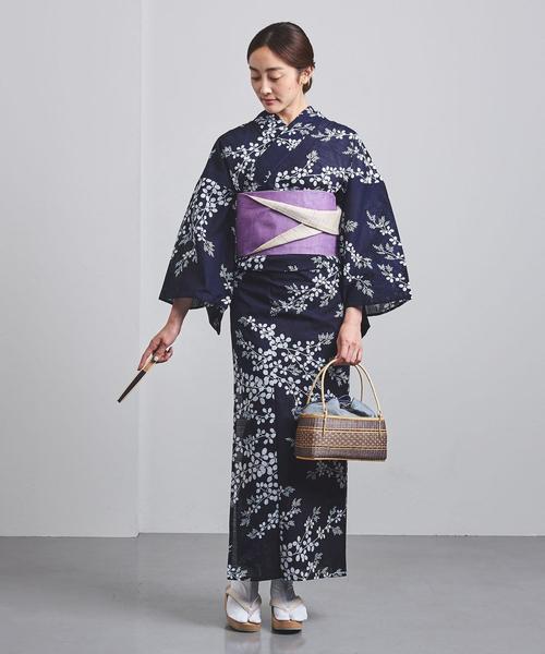 竺仙（チクセン）の「＜竺仙（ちくせん）＞萩 綿絽地染 紺 浴衣（浴衣