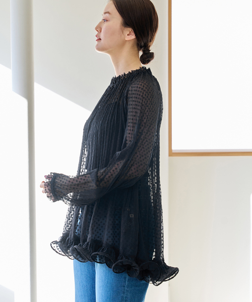 IENA（イエナ）の「＆NAVY プリーツフリルブラウス（シャツ/ブラウス