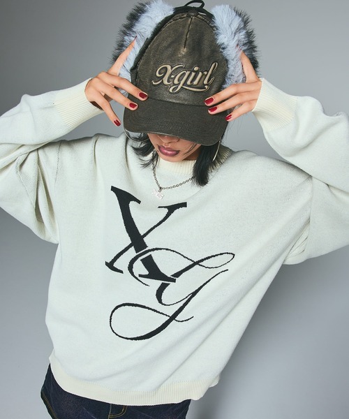 セール】XG MONOGRAM LOGO JACQUARD KNIT TOP（ニット/セーター）｜X