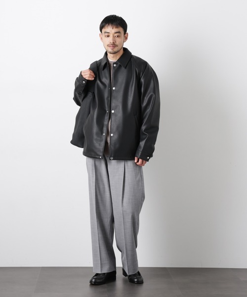 フェイクレザーリラックスコーチジャケット（ブルゾン）｜NANO