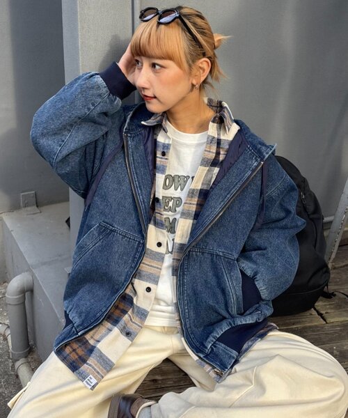 UNISEX】アソート素材フードジャケット/デニムジャケット/アクティブ