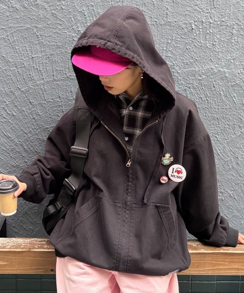 UNISEX】アソート素材フードジャケット/デニムジャケット/アクティブ