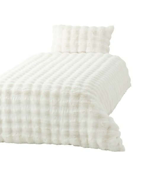 セール】WARMY ポコモコファー 掛け布団カバー ダブル ホワイト（寝具