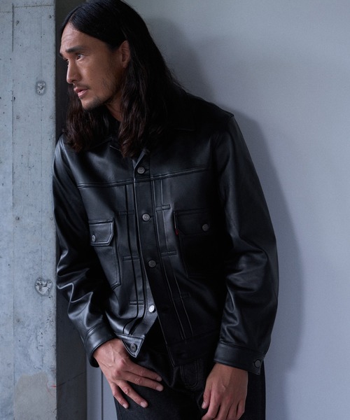 Levi's/リーバイス PREMIUM BLACK TYPEⅡ TRUCKER LEATHER JACKET