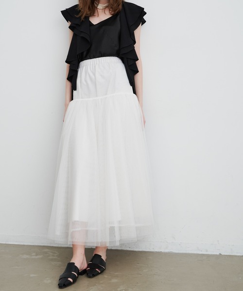 LA BELLE ETUDE（ラベルエチュード）の「切替ギャザーチュールスカート