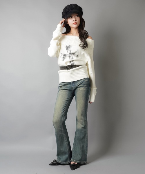 SCULPTOR 平成 ギャル ローライズ フレアデニム レース xs SCULPTOR