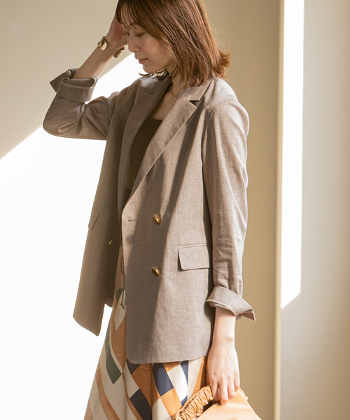 Noble（ノーブル）の「《追加》麻ストレッチダブルブレストジャケット