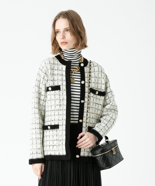 allureville（アルアバイル）の「ニットチェックツイードジャケット