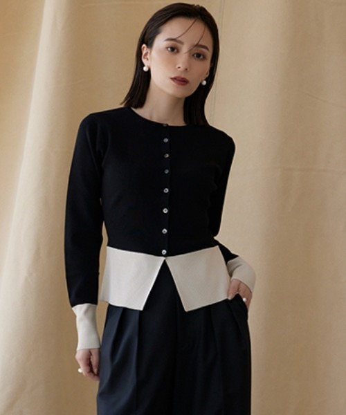ペプラムニットカーディガン（カーディガン/ボレロ）｜anuans（ア