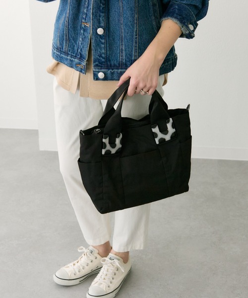ポケット8個/ショルダー付き》樹脂パーツトートバッグSサイズ（トート