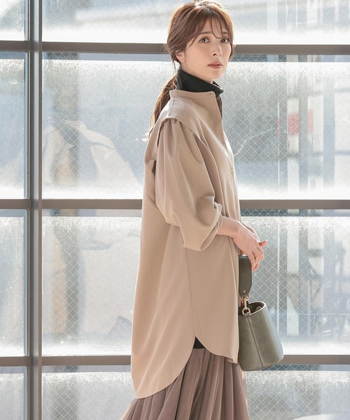 バンドカラーショルダータックシャツチュニック（チュニック）｜KOBE