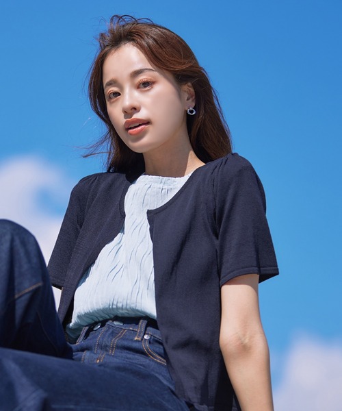 サマーニット半袖カーディガン（カーディガン/ボレロ）｜Tiaclasse