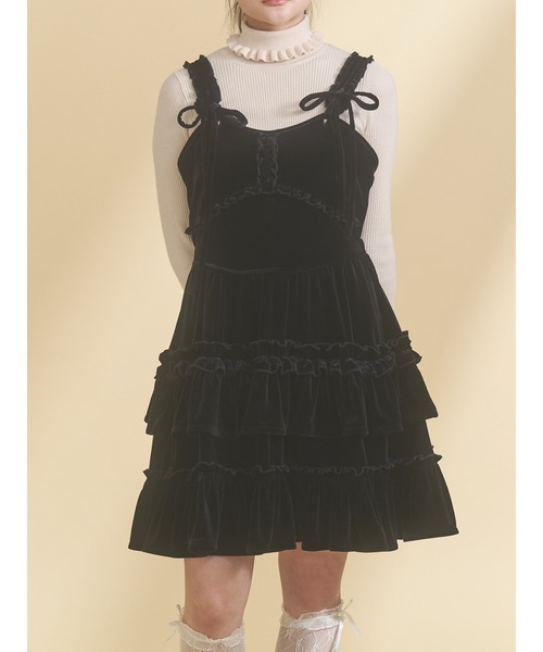 コルセットベロアフレアミニワンピース（ワンピース）｜merry jenny