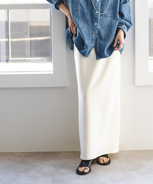 追加》コンフォートジャージーライクタイトスカート（スカート