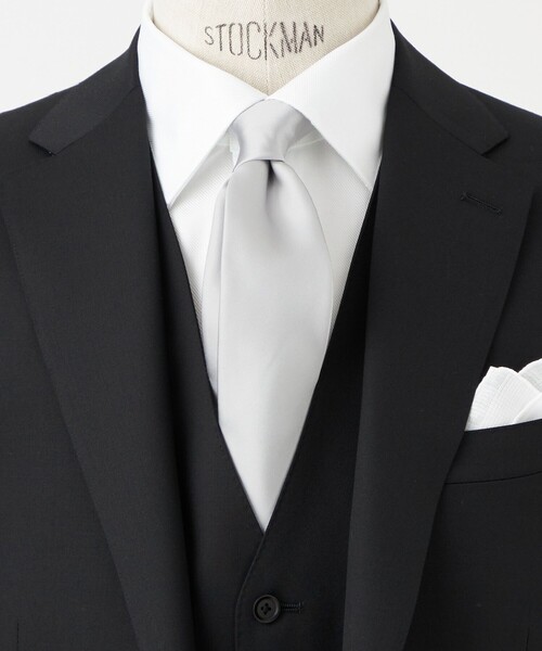 シルク 8.0cm フォーマル サテン ソリッド ネクタイ（ネクタイ