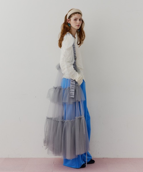 シースルーボリュームチュールデザインジレ（ベスト）｜J1U by LA