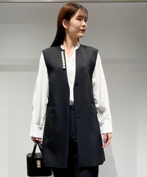 CELFORD（セルフォード）の「リネンライクパールネックロングジレ