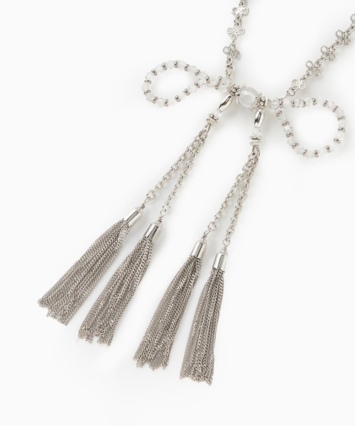 tanakadaisuke/タナカダイスケ】crystal ribbon chain necklace