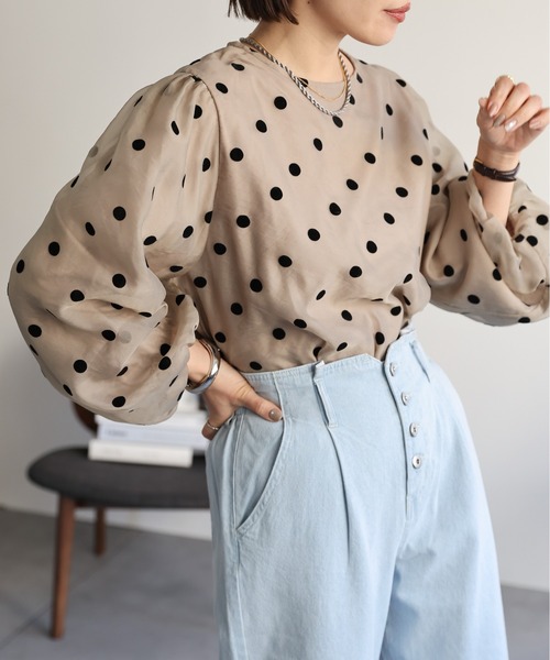 セール】オーガンジーフロッキードットブラウス（シャツ/ブラウス