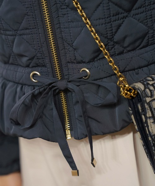 2WAY ショート丈 キルティング ノーカラー中綿 ジャケット le reve