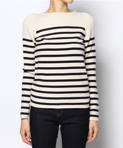 Drawer（ドゥロワー）の「DRAWER カシミヤ9G ボーダーパフスリーブ