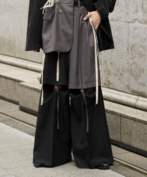 seyto（セイト）の「Blocking cut out wide straight pants