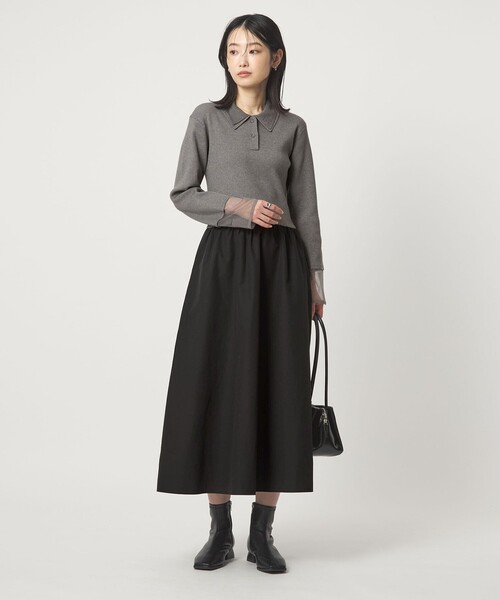 セール】ポロニット ドッキング ワンピース（ワンピース）｜green