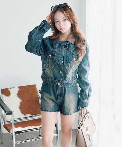 合皮衿Gジャン（デニムジャケット）｜OLIVE des OLIVE（オリーブデ