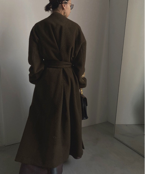 Ameri（アメリ）の「ELEPHANT COLLAR NAPPING COAT（ノーカラーコート